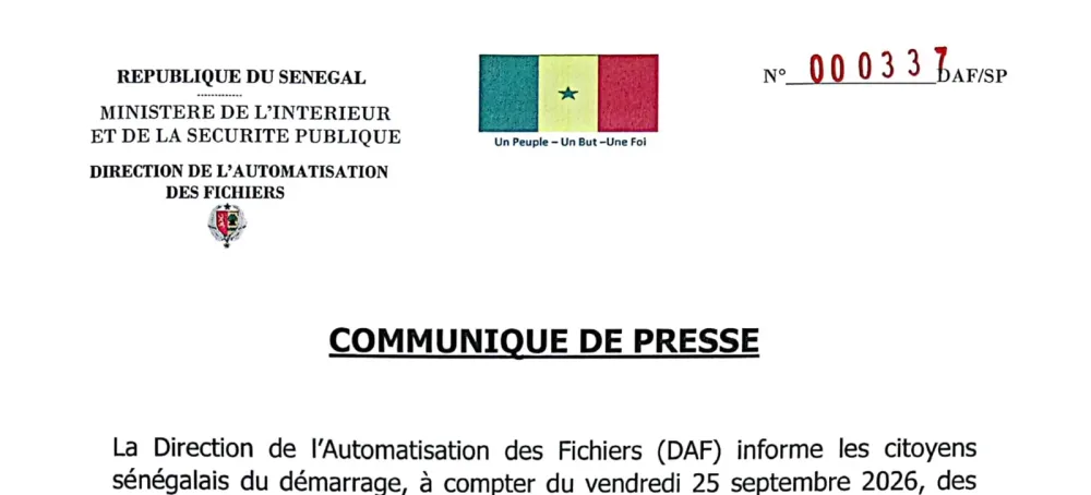 Renouvellement des cartes d’identité biométriques CEDEAO : les opérations démarrent le 25 septembre 2026